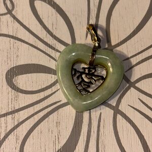 14KT gold and Jade Heart-Shaped Pendant